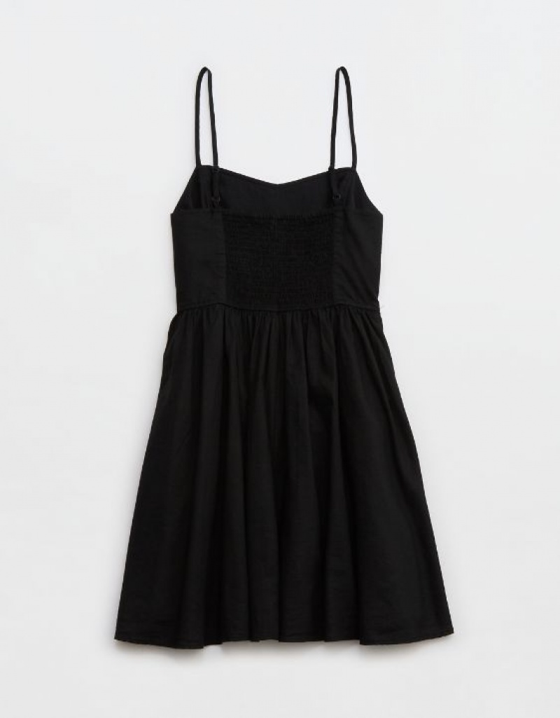 Aerie Love Of Linen Mini Dress Black | 4531LQJZT