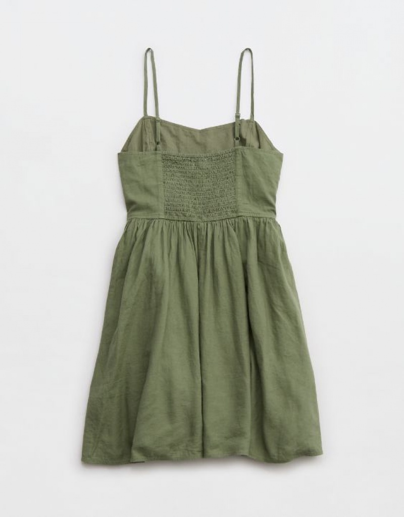 Aerie Love Of Linen Mini Dress Olive | 7235JWYML