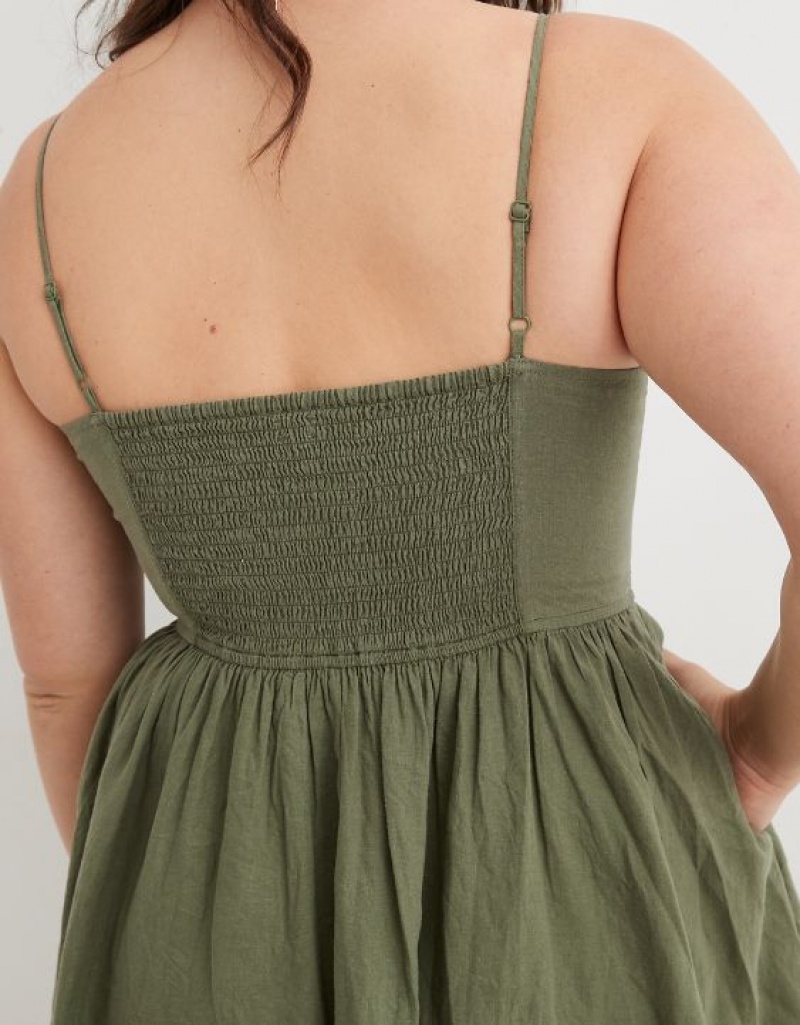 Aerie Love Of Linen Mini Dress Olive | 7235JWYML