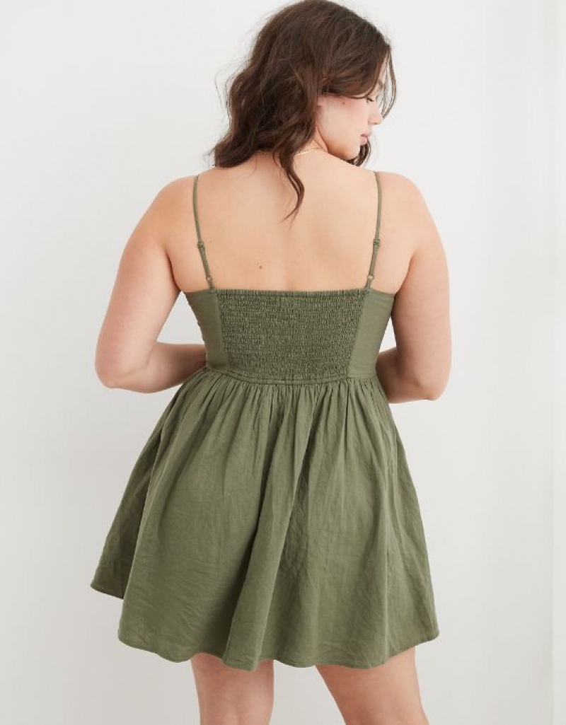 Aerie Love Of Linen Mini Dress Olive | 7235JWYML