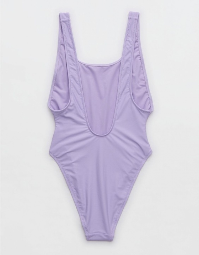 Aerie MTV Birthday Scoop One Piece Swimsuits Purple / Wash | 8912ZJXYO