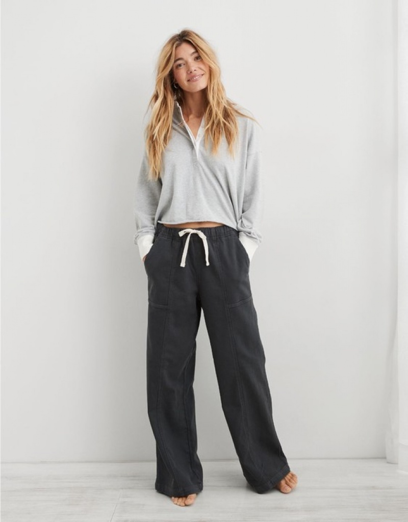 Aerie Me-Day Tie Waist Pants Grey | 1209UNWXD