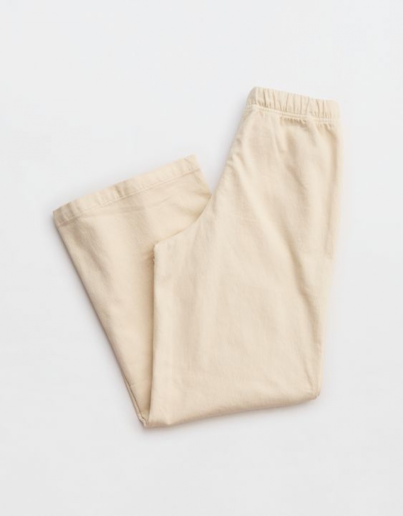 Aerie Me-Day Tie Waist Pants Light Yellow | 8437AFRJM