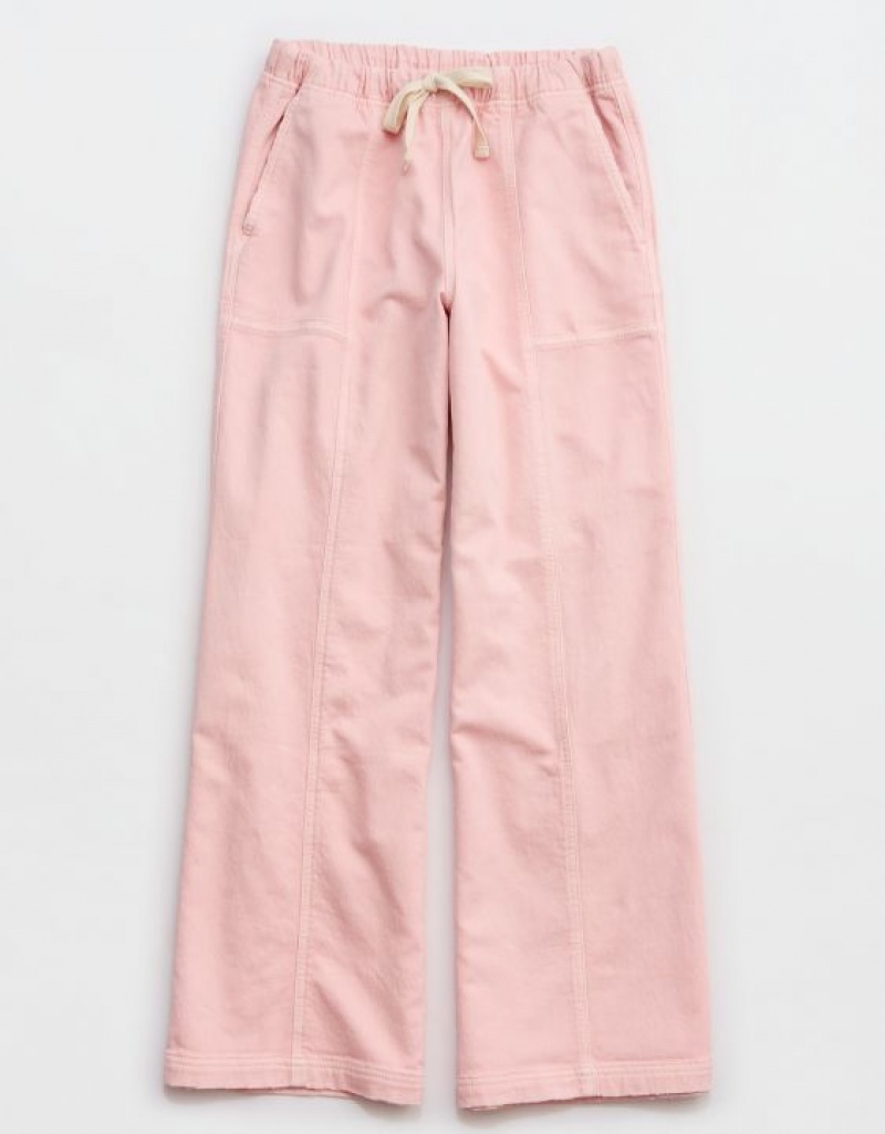 Aerie Me-Day Tie Waist Pants Pink | 6549UWAGQ