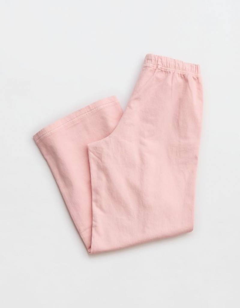 Aerie Me-Day Tie Waist Pants Pink | 6549UWAGQ