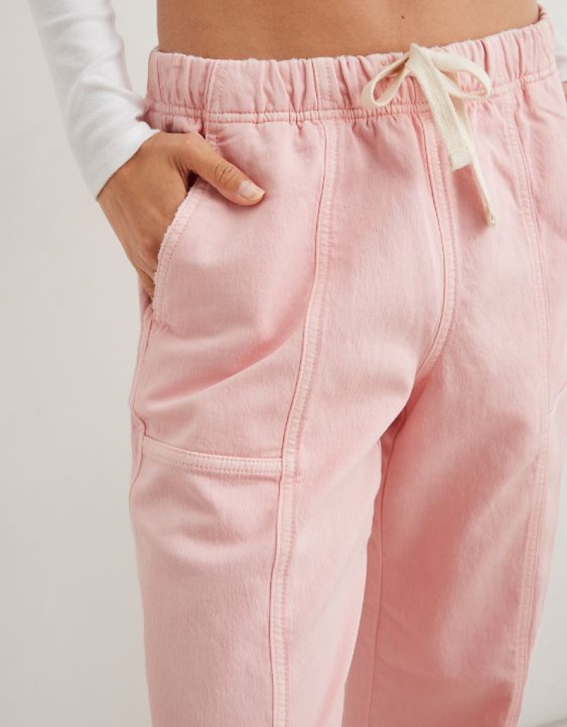 Aerie Me-Day Tie Waist Pants Pink | 6549UWAGQ