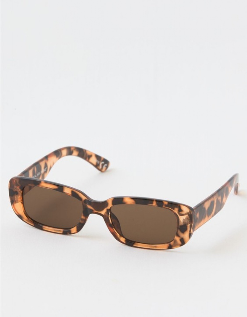 Aerie Mini Dare To Square Sunglasses Leopard | 8361FHELR