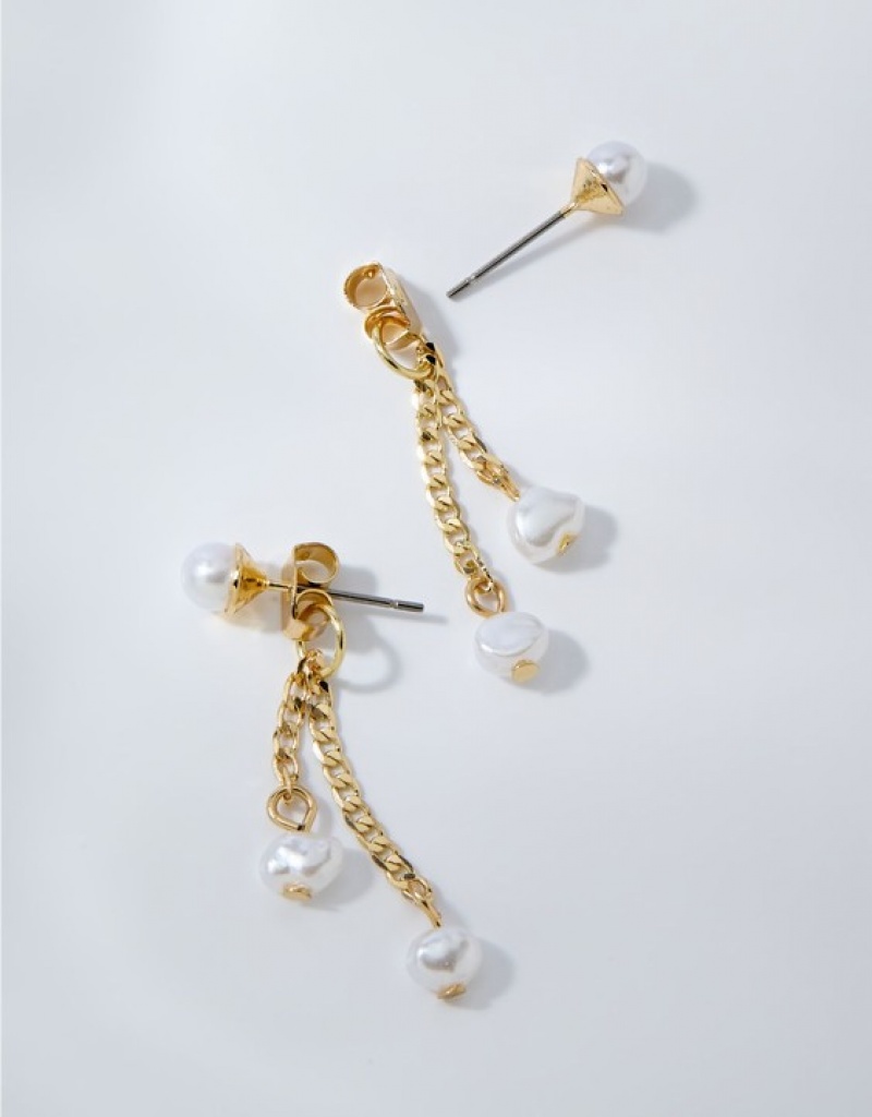 Aerie Multi Pearl Bead Drop Jewelry Gold | 7652XEQUA