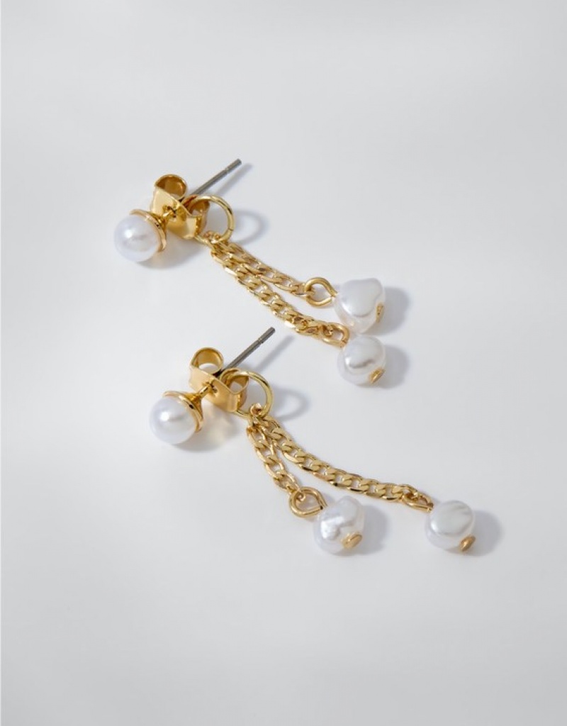 Aerie Multi Pearl Bead Drop Jewelry Gold | 7652XEQUA