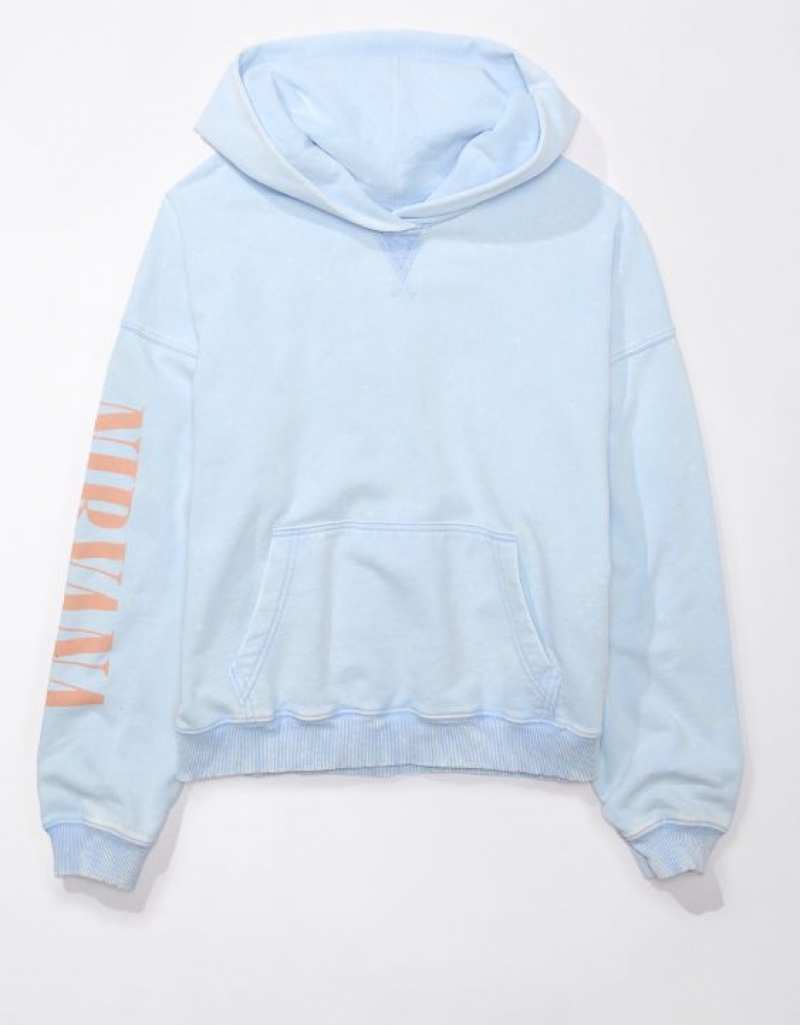 Aerie Nirvana Graphic Hoodie Blue | 3276ZIABG