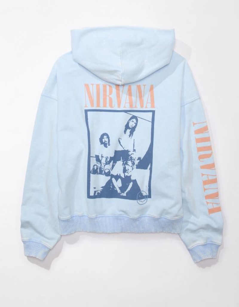 Aerie Nirvana Graphic Hoodie Blue | 3276ZIABG