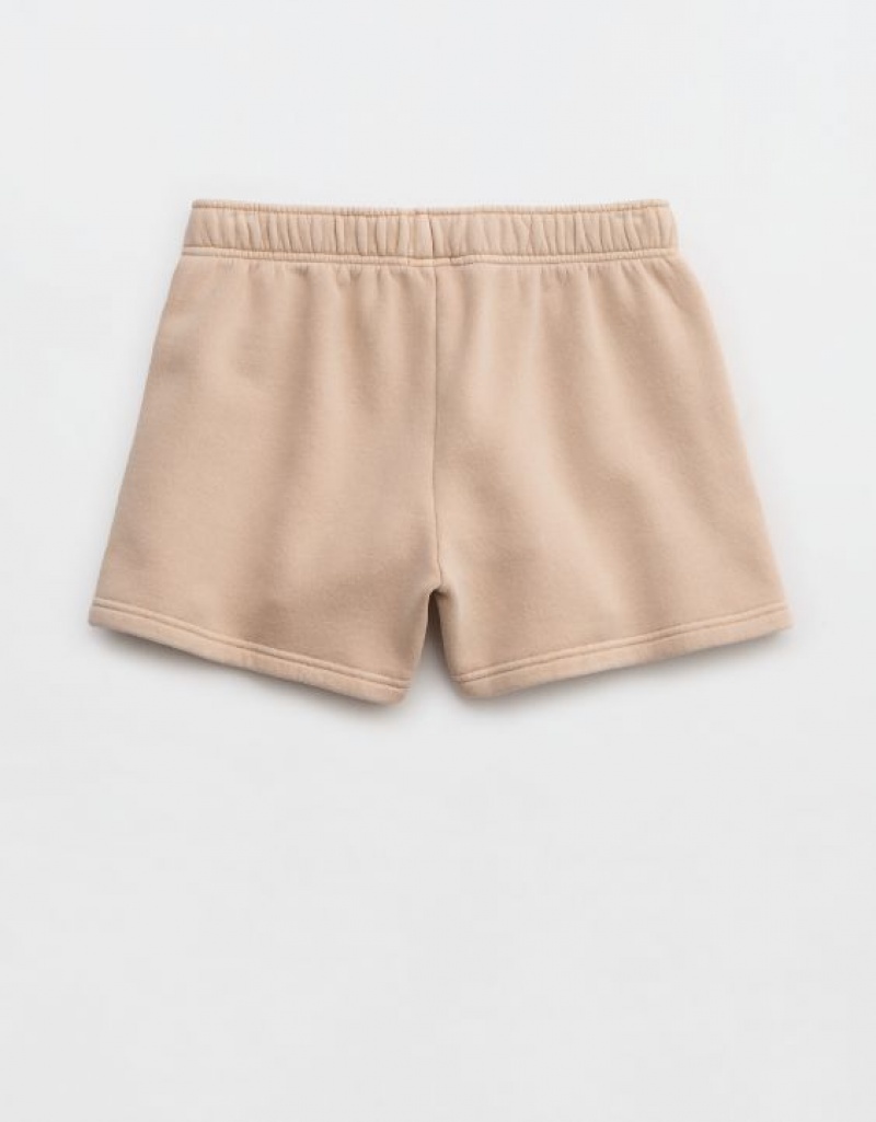 Aerie OFFLINE By Cloud Fleece Shorts Beige | 0369PFJXL