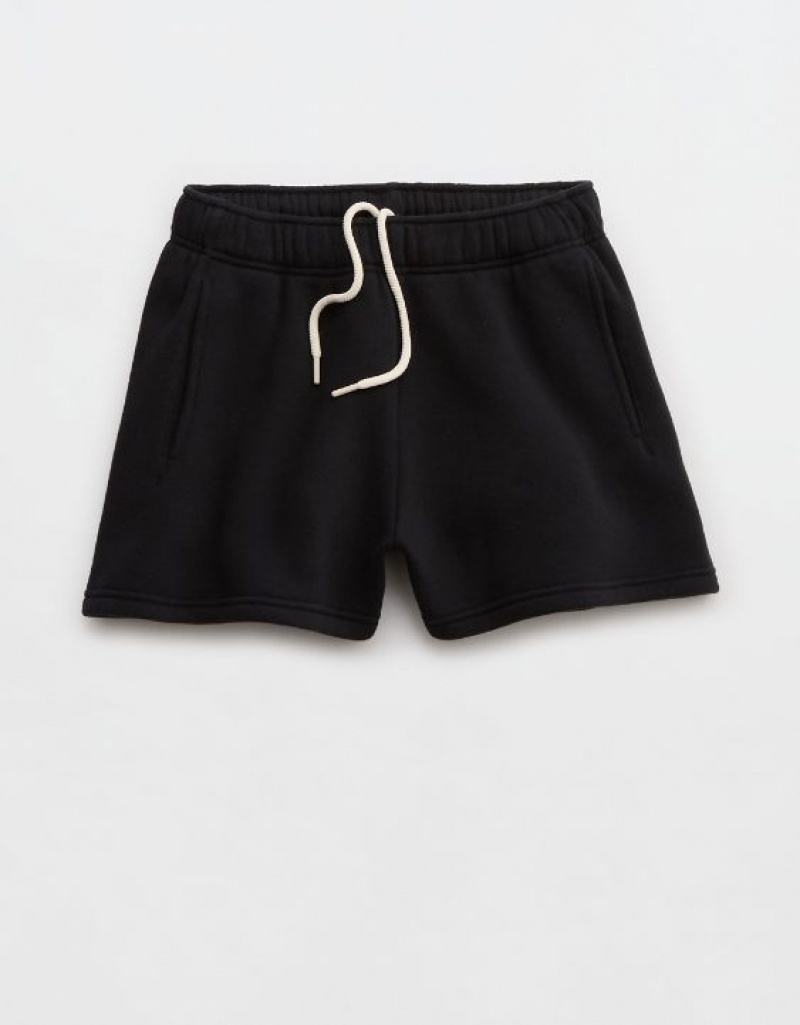 Aerie OFFLINE By Cloud Fleece Shorts Black | 9081FOXAY