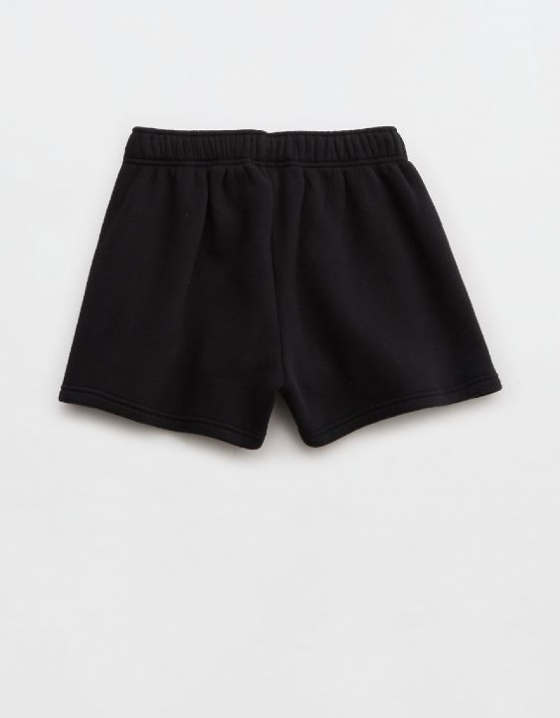 Aerie OFFLINE By Cloud Fleece Shorts Black | 9081FOXAY