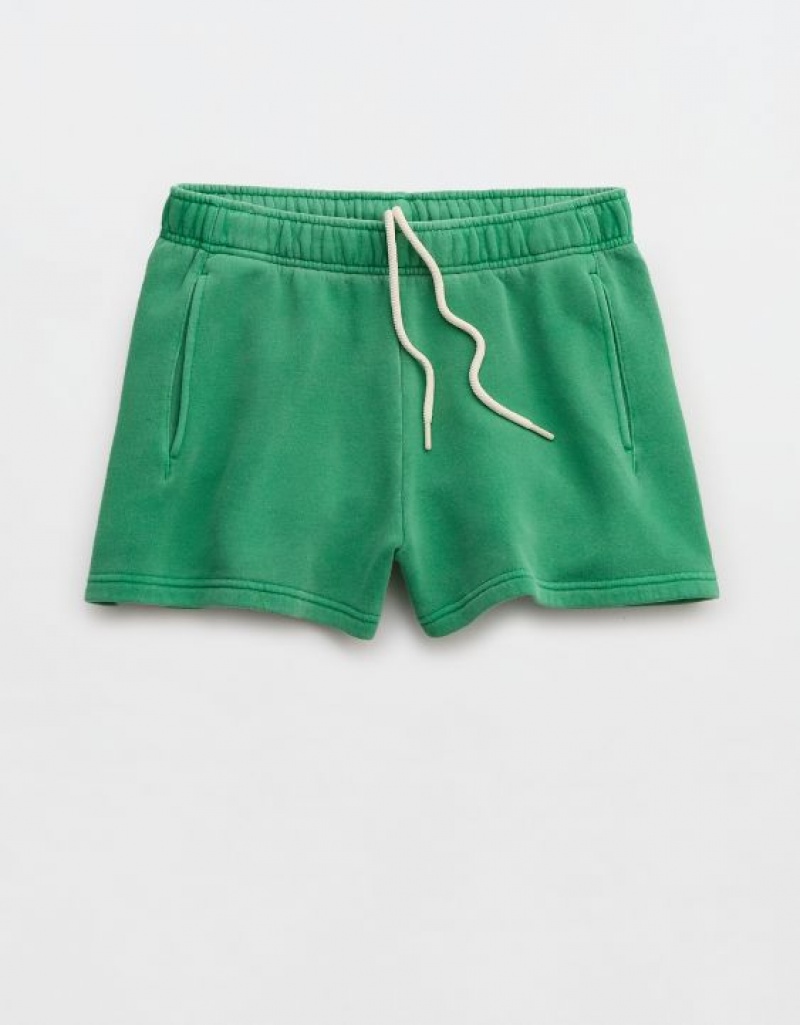 Aerie OFFLINE By Cloud Fleece Shorts Green | 6402RQETD