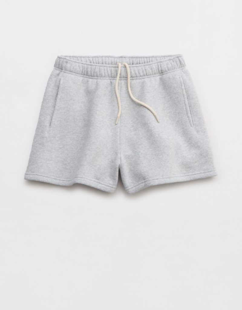 Aerie OFFLINE By Cloud Fleece Shorts Grey | 8295GEKNH