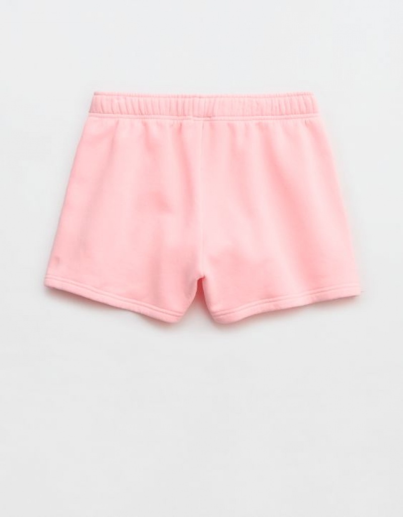 Aerie OFFLINE By Cloud Fleece Shorts Pink | 5284YSWEQ