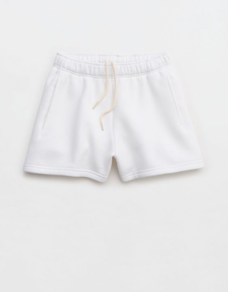 Aerie OFFLINE By Cloud Fleece Shorts White | 8723YEJUN