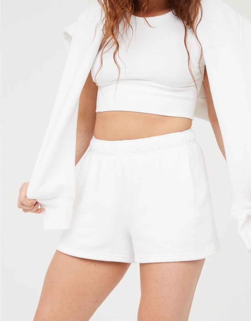 Aerie OFFLINE By Cloud Fleece Shorts White | 8723YEJUN