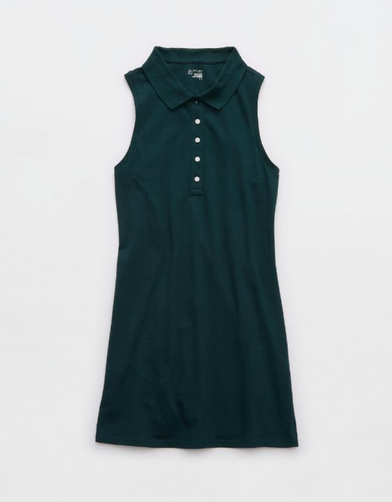 Aerie OFFLINE By Courtside Polo Mini Dress Deep Green | 7986AJGLZ