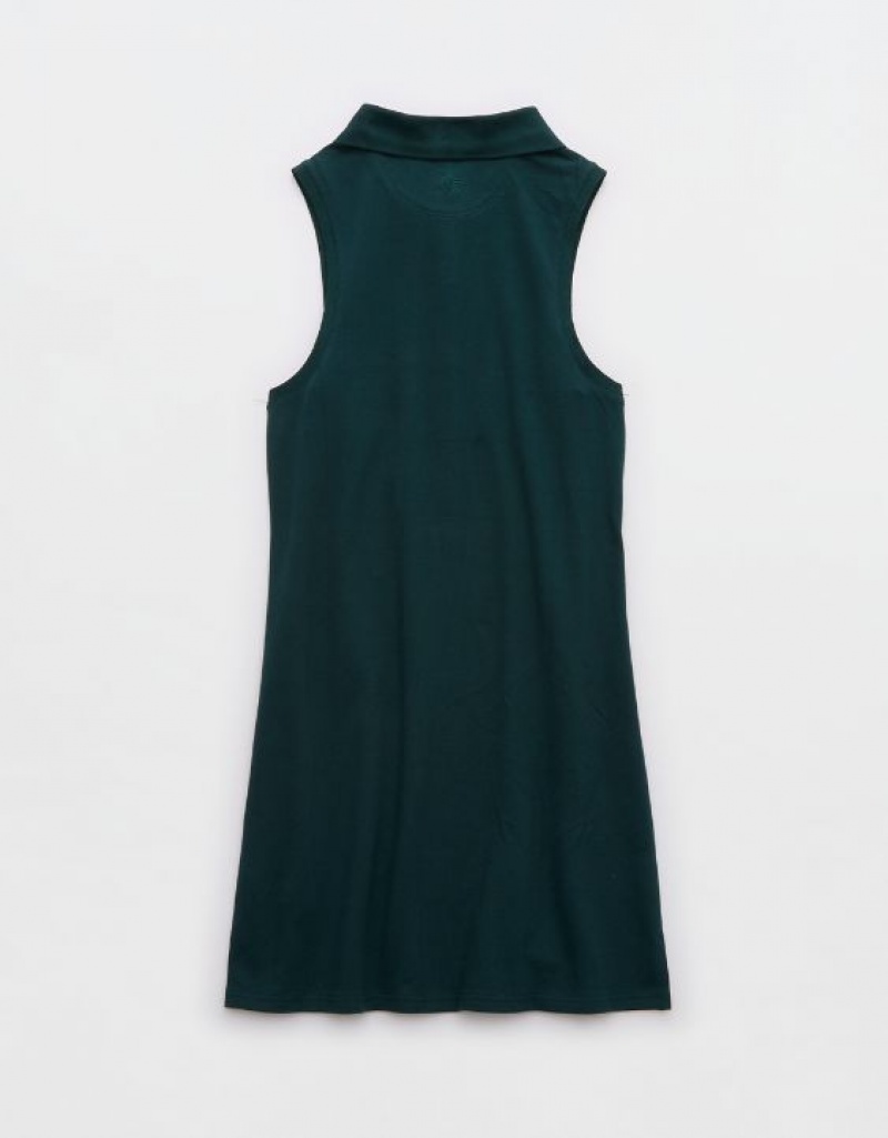 Aerie OFFLINE By Courtside Polo Mini Dress Deep Green | 7986AJGLZ