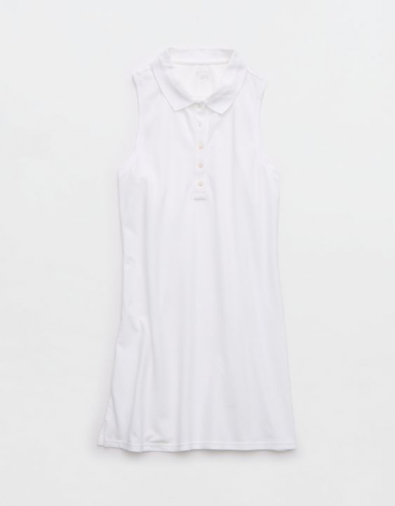 Aerie OFFLINE By Courtside Polo Mini Dress White | 9534USLAG