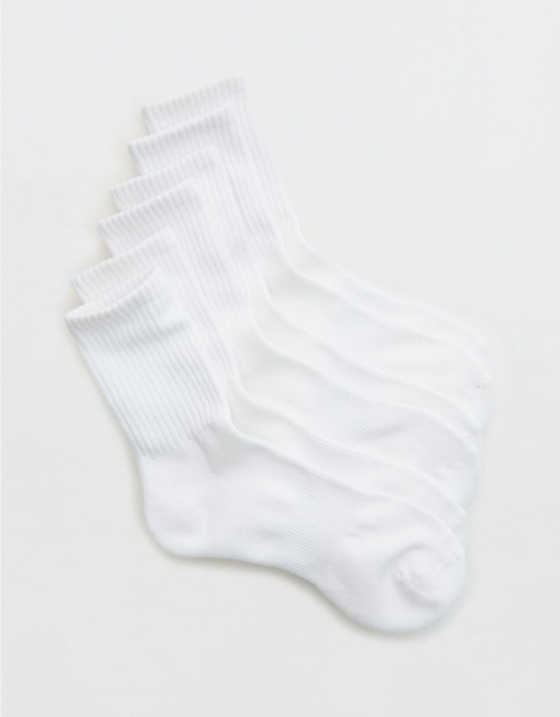 Aerie OFFLINE By Crew 3-Pack Socks White | 1075KAFLM