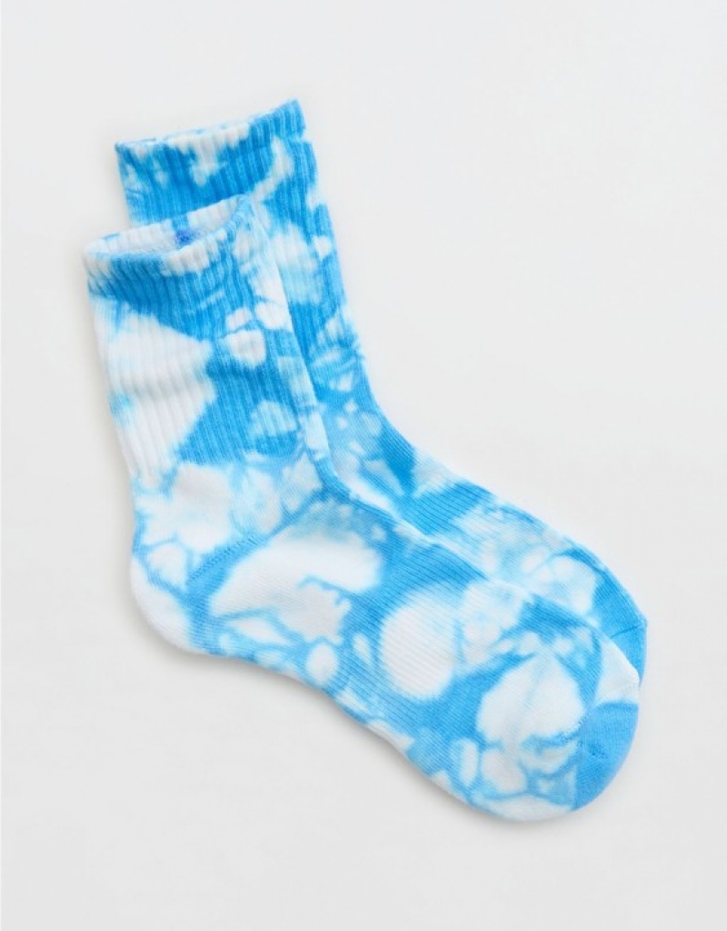 Aerie OFFLINE By Crew Socks White / Blue | 5832TFWGZ