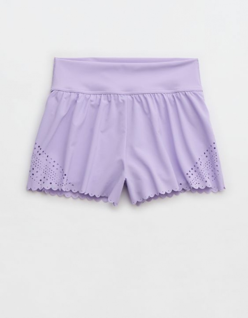 Aerie OFFLINE By Goals Lasercut Running Shorts Purple / Wash | 8072TWKNS