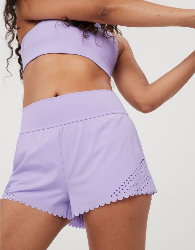 Aerie OFFLINE By Goals Lasercut Running Shorts Purple / Wash | 8072TWKNS