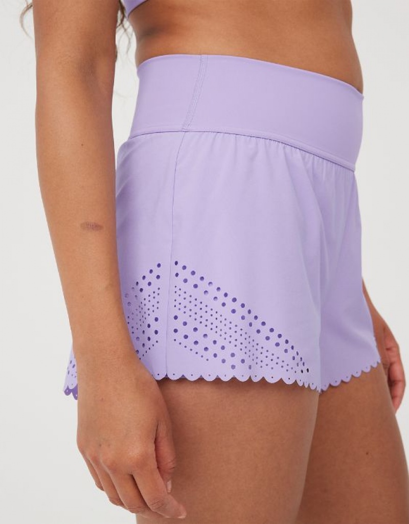 Aerie OFFLINE By Goals Lasercut Running Shorts Purple / Wash | 8072TWKNS