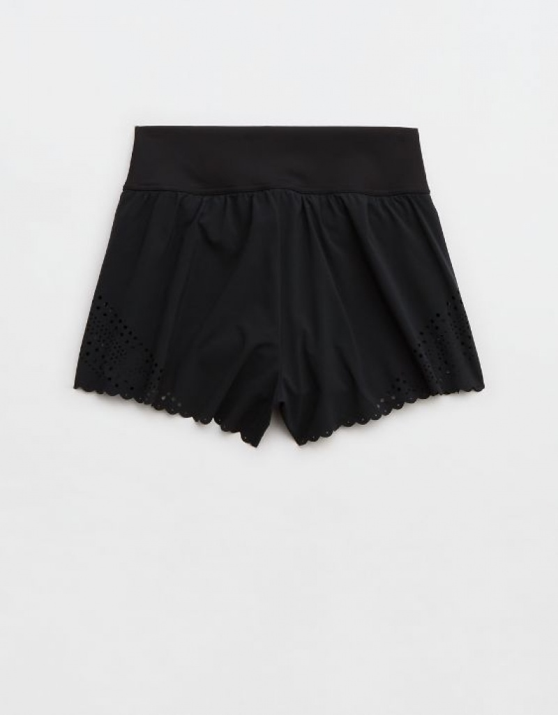 Aerie OFFLINE By Goals Lasercut Running Shorts Black | 8716ZAUSQ