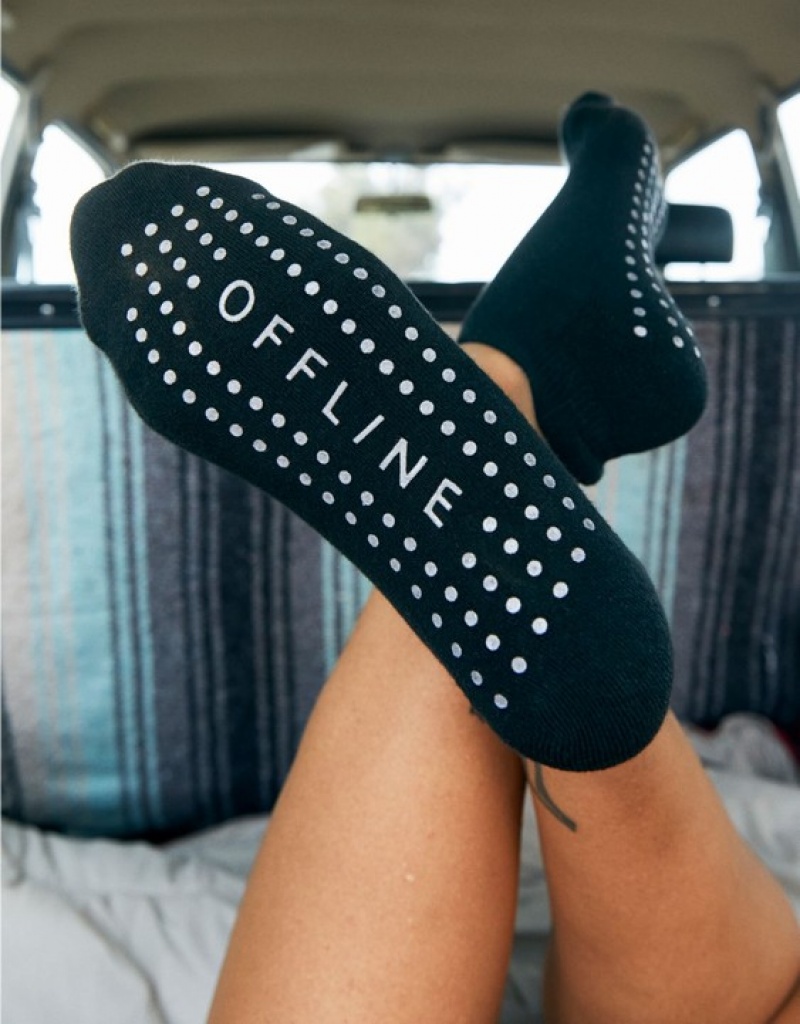 Aerie OFFLINE By Grip Ankle Socks Black | 7183FLWGR