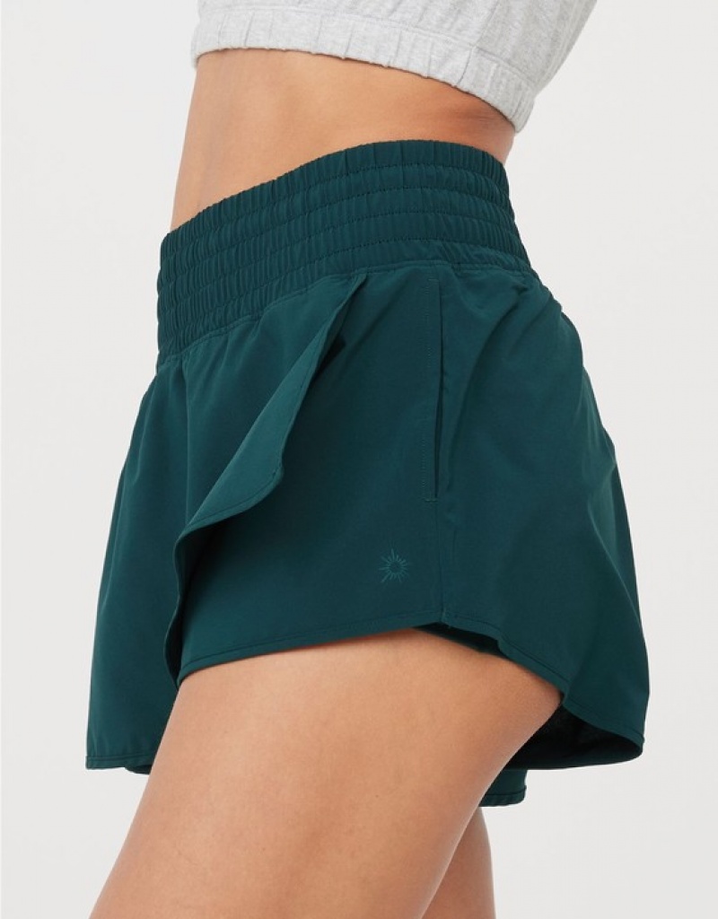 Aerie OFFLINE By High Rise Hot Stuff Shorts Deep Green | 7045TYBXZ