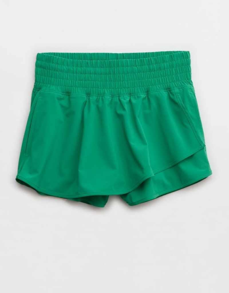 Aerie OFFLINE By High Rise Hot Stuff Shorts Green | 2034BKMCX