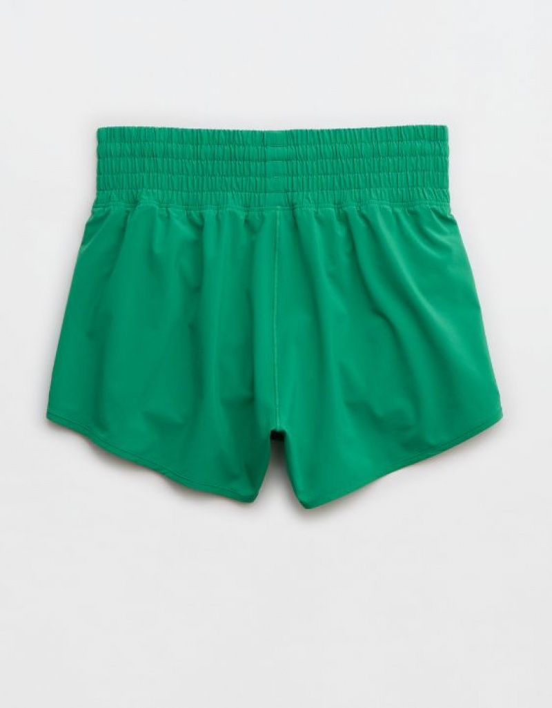 Aerie OFFLINE By High Rise Hot Stuff Shorts Green | 2034BKMCX