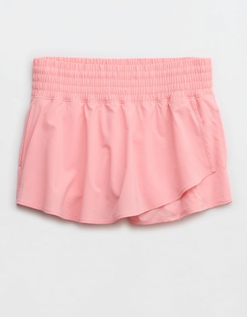 Aerie OFFLINE By High Rise Hot Stuff Shorts Pink | 8691UBQXP