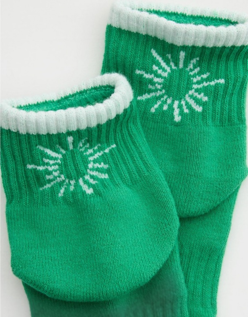 Aerie OFFLINE By Mesh Crew Socks Green | 1870BDNRJ