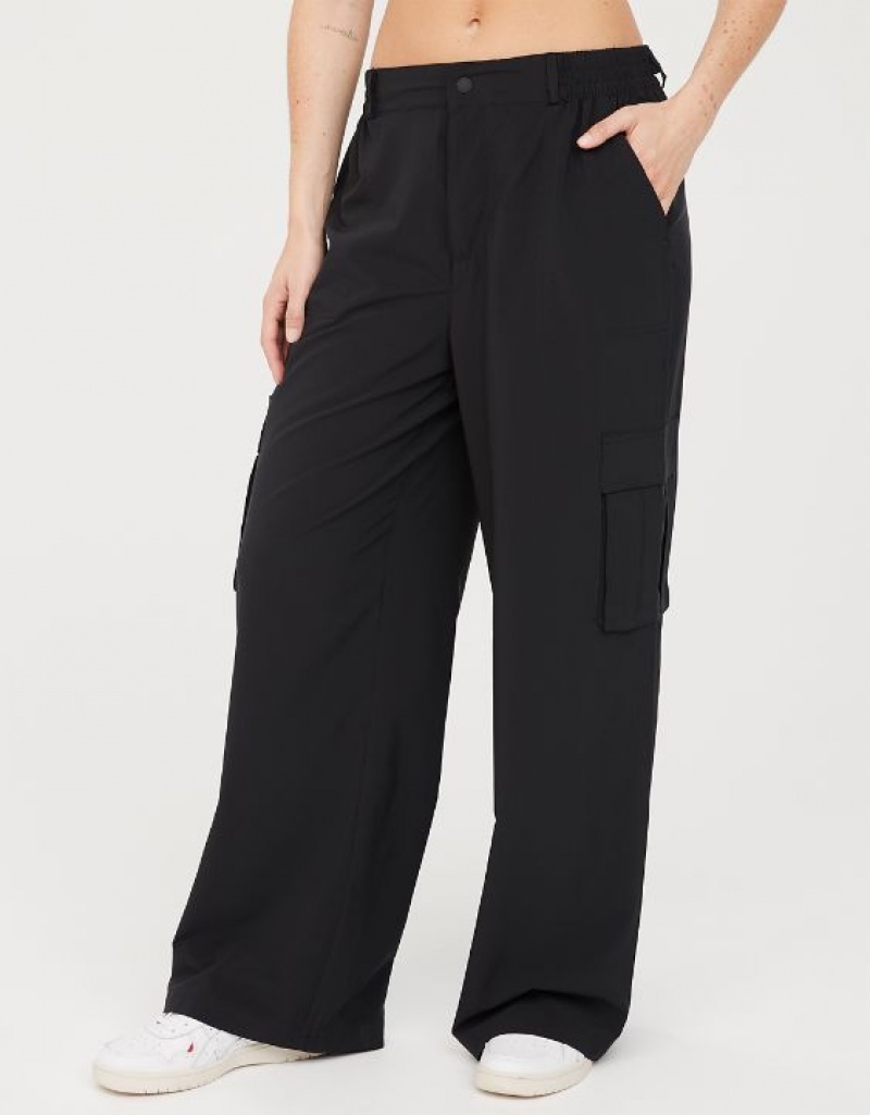 Aerie OFFLINE By Nylon Cargo Pants Black | 1709MZOJT