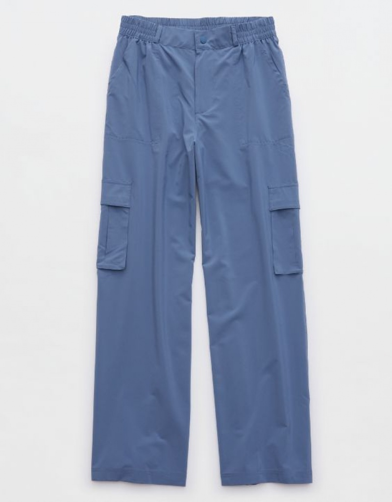 Aerie OFFLINE By Nylon Cargo Pants Blue | 8243AGOXB