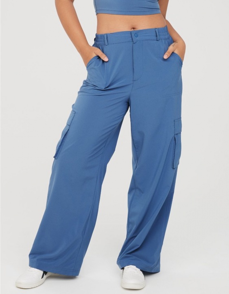 Aerie OFFLINE By Nylon Cargo Pants Blue | 8243AGOXB