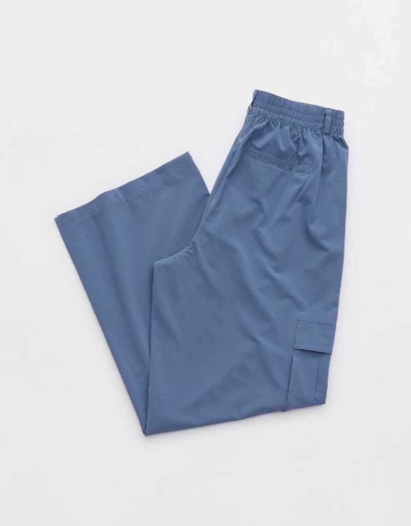 Aerie OFFLINE By Nylon Cargo Pants Blue | 8243AGOXB