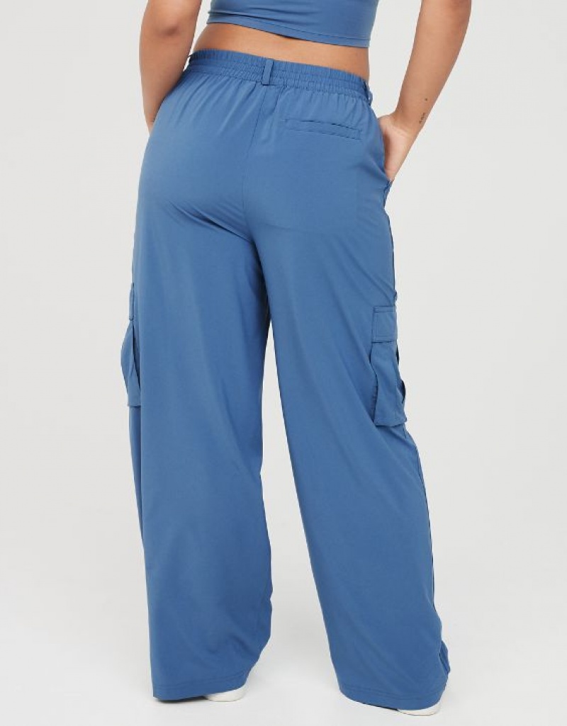 Aerie OFFLINE By Nylon Cargo Pants Blue | 8243AGOXB