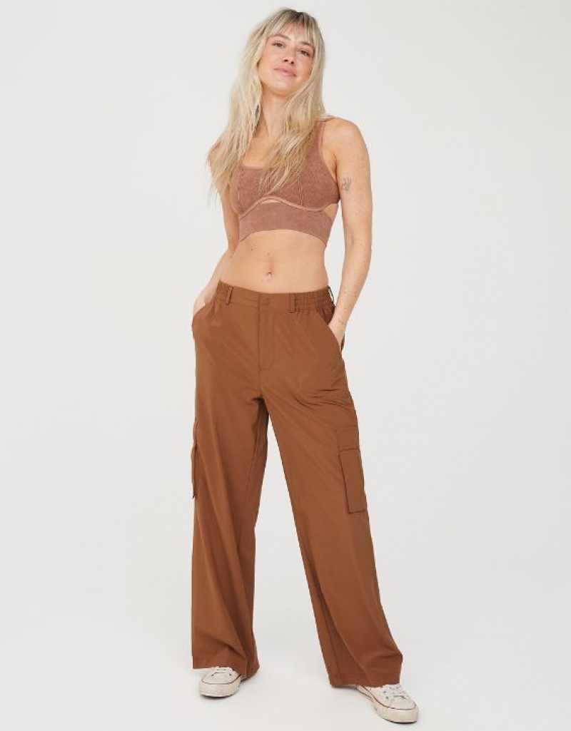 Aerie OFFLINE By Nylon Cargo Pants Khaki | 1583IVFAQ