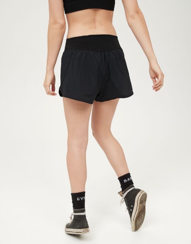 Aerie OFFLINE By Nylon Running Shorts Black | 4397MITQS