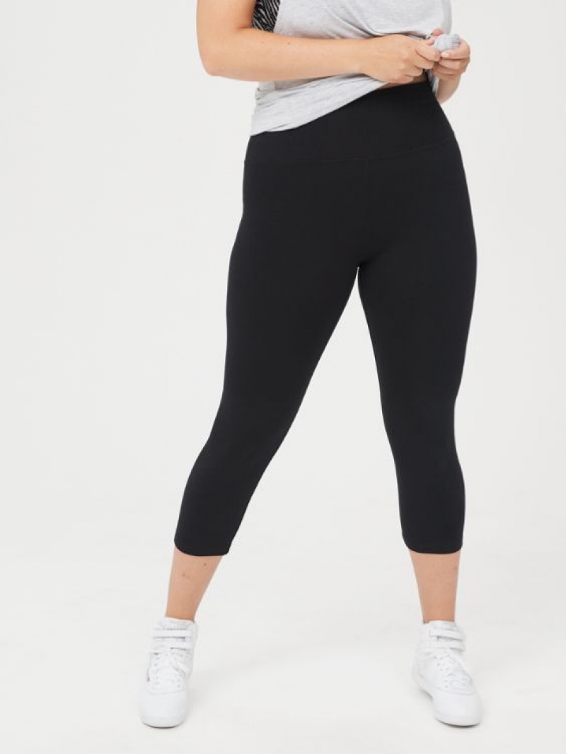 Aerie OFFLINE By OG High Waisted Cropped Leggings Black | 3285EZGYL