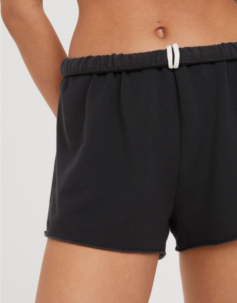 Aerie OFFLINE By OTT Fleece Shorts Black | 5790RVLTQ