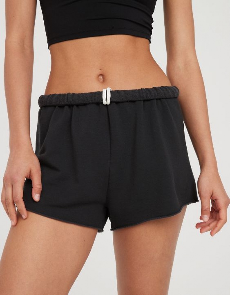 Aerie OFFLINE By OTT Fleece Shorts Black | 5790RVLTQ