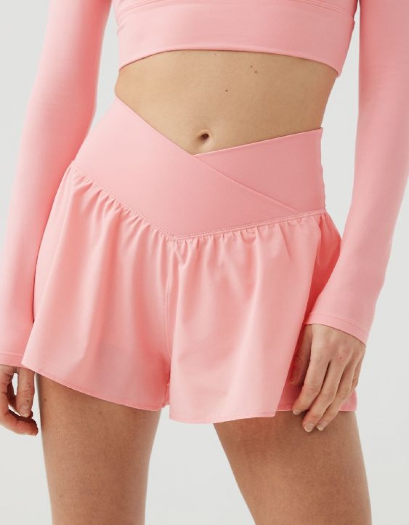 Aerie OFFLINE By Real Me Crossover Flowy Shorts Pink | 1048FGTUD