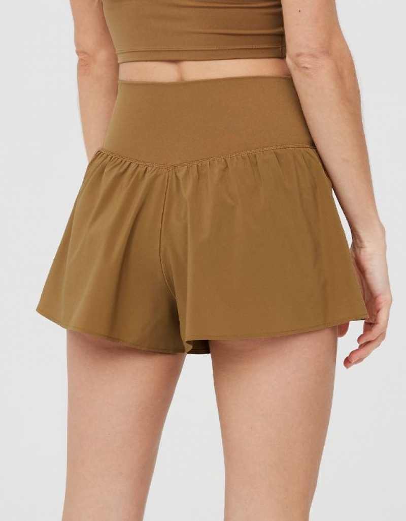 Aerie OFFLINE By Real Me Crossover Flowy Shorts Brown | 4187YTMBC